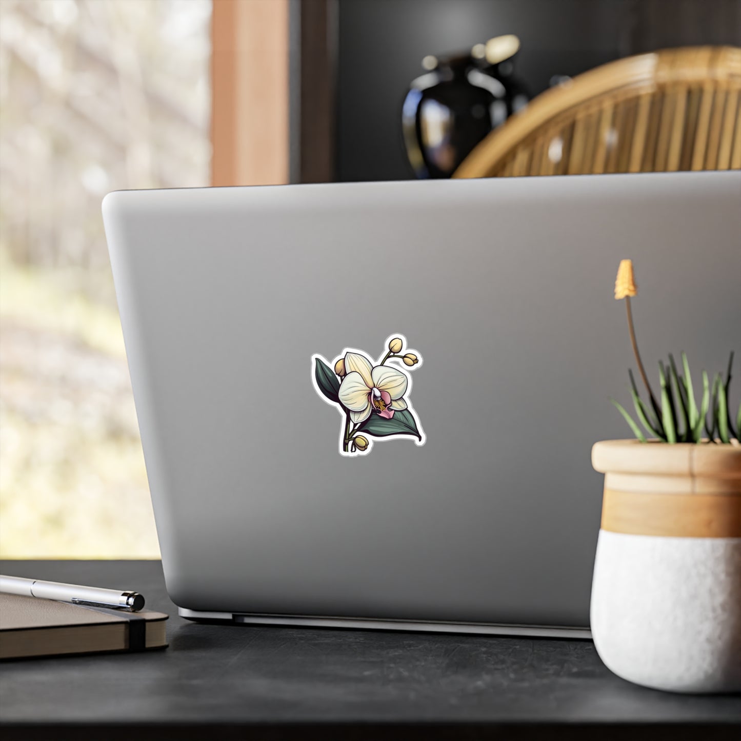 White Orchid Vinyl Sticker