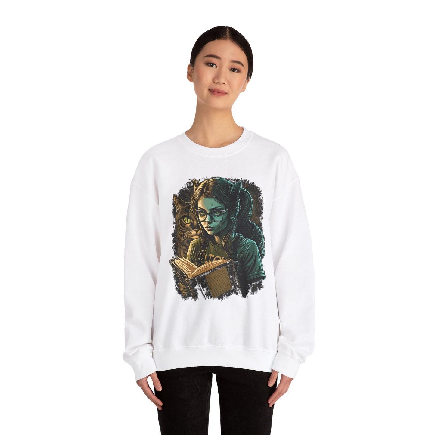 Books and Cats Unisex Heavy Blend™ Crewneck Sweatshirt