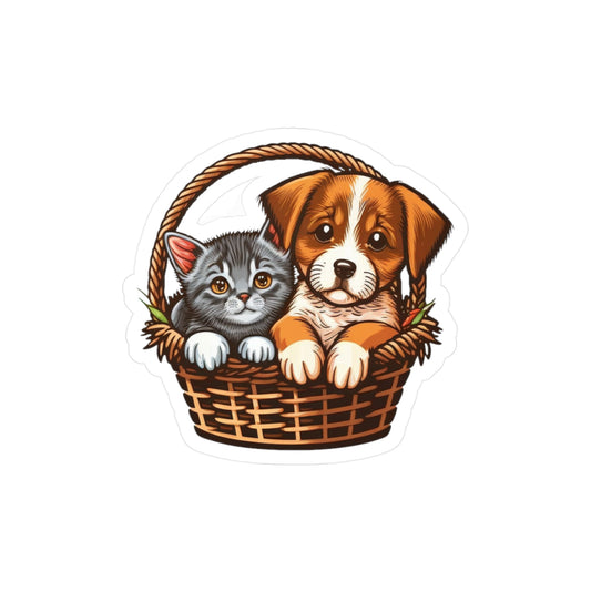 Kitten and Puppy Vinyl Sticker