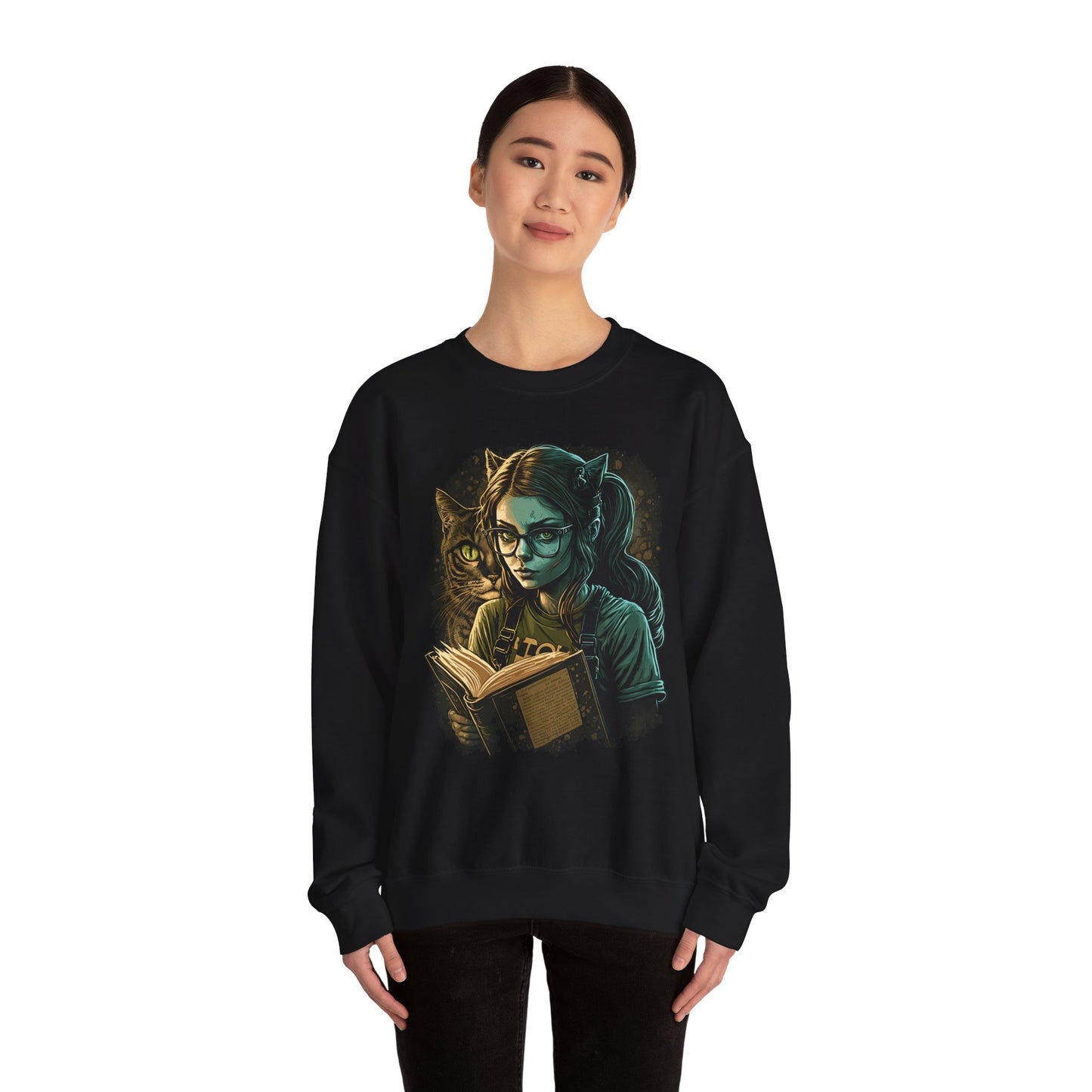 Books and Cats Unisex Heavy Blend™ Crewneck Sweatshirt