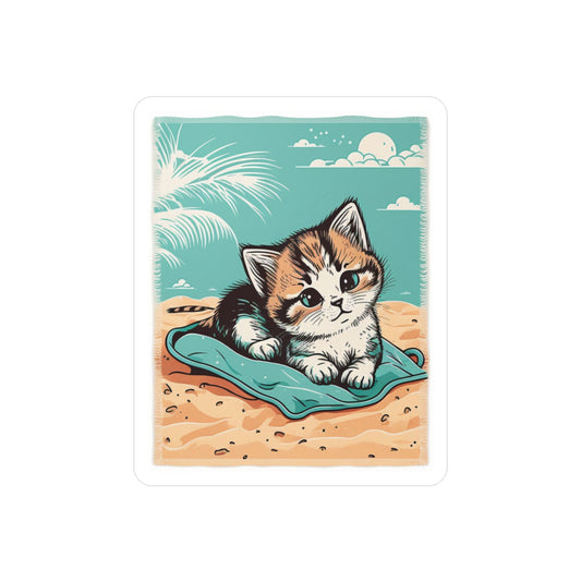 Beach Kitten Vinyl Sticker